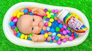 Satisfying Video | Full of Mixing Candy in Color Bathtub with Magic Smoothie Slime Cutting ASMR