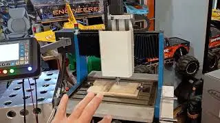 My new custom build CNC machine with DDCS v4.1 computer controller. First test on a piece of plywood