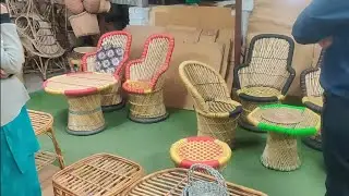 Customer Visit At Our Warehouse For Purchase Bamboo Mudda Chair And Table For Our Restaurant Use 