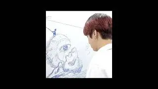 The artist and his masterpiece drawing 🖼️🎨 #jungkook #bts