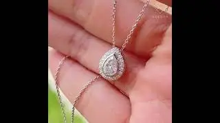 Pear Diamond Halo Pendant 💎✨#diamondpendant #pearpendant #womenpendant