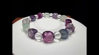 Gelang Batu Crystal Rainbow Flourite Quartz 3A Dice Stone Full Natural 10mm C1701