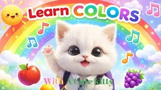 Изучаем цвета вместе с милым котенком 🐱🌈 | Веселая детская песенка для детей