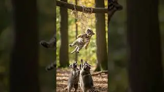 Three Racoons Save Tiger Cub From Hunter's Trap! #animals #rescue #wildlife