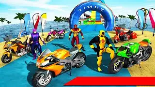 Superhero man bike Racing | Bike Stunt Racing Tricks 2020 | bike racing bicycle | Android Gameplay