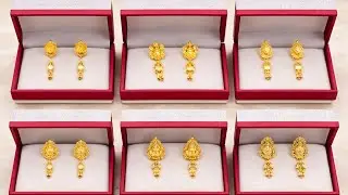 Light weight gold earrings design || Daily wear earrings designs in gold