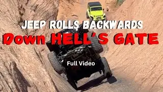 Jeep Rolls Backwards Down Hell's Gate - Crash - Recovery - Raw
