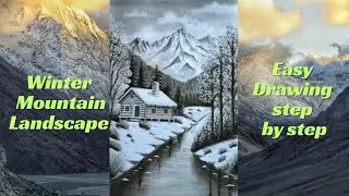 Winter Mountain Landscape Drawing | Easy Step by Step Pencil Sketch Tutorial.