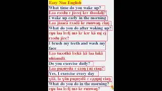 easy nuer english daily routine in english and nuer language