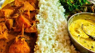 REAL MUKBANG | EATING HOMEMADE SPICY KATHAL ALOO MASALA, DAHI BAIGAN, SAAG WITH RICE