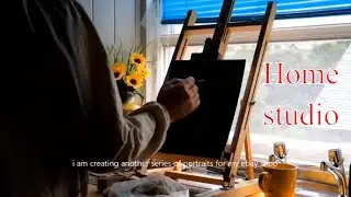 Colinstatter Scottish Artist painting in his home studio 