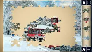 Red Covered Bridge in Winter Snow// jigsaw #art #games #fun @jigsawpuzzleworld280