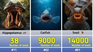 Top 21 animals with average number of teeth