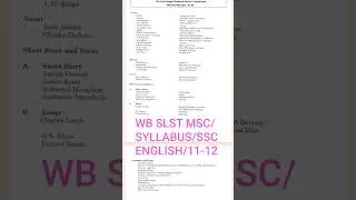 West Bengal SLST Syllabus//SSC AND MSC ENGLISH SYLLABUS FOR 11-12
