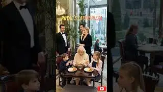 Queen Camila eating pizza with princess Charlotte & prince loius #royal #camilla#princeloius #shorts