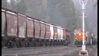 Grain Trains and Stack Trains on the Kootenai River Subdivision 4K