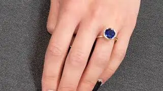 Lab Sapphire Engagement Ring | Solid Gold Statement Ring | Blue Sapphire Ring