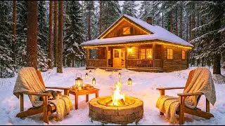 Cozy Winter Cabin Fireplace in the Forest ❄️ Warm Fire Ambience for Sleep, Relax & Stress Relief