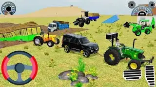Big trolleyas Stuck in mud tractor pull the trolley from mud #mud #tractorvideos#gadiwalagame2026
