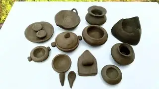 DIY Miniature Clay Kitchen Set | Making 50+ Real Mitti Ke Khilone 🥣✨/ I made all the set with clay 😱