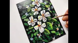 Easy Flowers Painting | Acrylic Painting tutorial for beginners