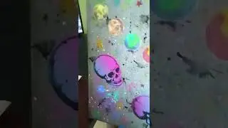 #neon #art #skull #planets #space #spaceart #neonart #blacklight #blacklightart