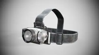 Modern headlamp flashlight on a strap Low-poly 3D model turntable