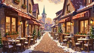 Cozy Winter Street Ambience |❄️ Smooth Jazz Background Music with Snowfall Sounds for Relaxation