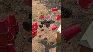 Double cup tower knockdown #slowmotion #rccar #cuptower #jump #air #cups #knockdown #cool #fun