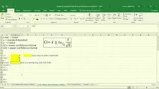 Excel Tutorial: Calculating Confidence Interval for a Mean (µ) with Unknown Standard Deviation (σ)