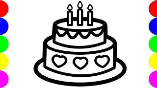 Glitter Birthday Cake With Candles | Coloring Drawing Pictures Butterfly Art | Jolly Toy