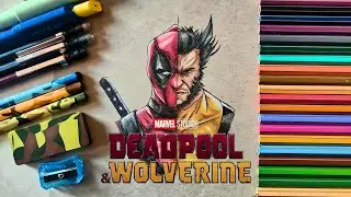 Deadpool & Wolverine Drawing With Pencil colours - Time-lapse | GenZ Arts