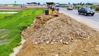 Wonderful Show! Skillful Land Filling Process with Smooth Operation by Dump Trucks and Bulldozer