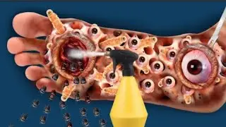 ASMR animation removal of dog ticks from face and body treatment animation @Medicalpart 