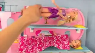 Barbie Sisters Cruise Ship Disney Princesses Frozen Elsa, Rapunzel, Ariel Mermaid ToysReviewToys