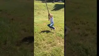 Vibes  kid trying out rope swing swings into tree branch bush