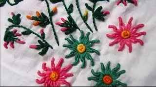 Bullion knot and lazy daisy stitch | Hand Embroidery