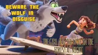 The Girl and the Wolf in the Night Forest#LittleRedRidingHood  #FairyTaleRetold #PixarStyleAnimation