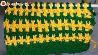 Green and Yellow Sweater design / pattern for Beginners | @happywoolknit
