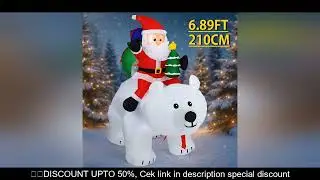 6.89FT Outdoor Holiday Decoration Inflatable Christmas Santa Bear Toys Build-in LED Lights Yard Part