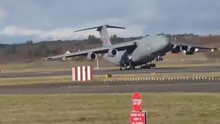 C5-B Galaxy screams her way out of Prestwick 13/02/2016
