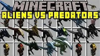Minecraft ALIENS VS PREDATORS! | HUMAN EATING ALIENS AND PREDATORS! | Modded Mini-Game