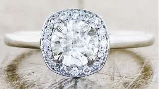 Harlow - 0.70ct Round Diamond in Cushion Halo Engagement Ring