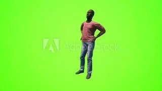 Man green screen video download 3D man standing Chromakey Animation rendering angle of a triangle