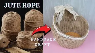 Handmade Basket using Jute Rope | Jute rope crafts making at home | 麻绳篮子教程