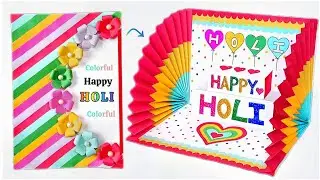 Holi card making | Holi Greeting card Tutorial | Colorful greeting card for Holi festival #holicard
