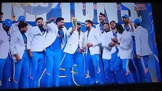 ICC TROPHY 🏆 🇮🇳 Blue Army in White Coat Team india Congratulations 🎉 #winner #motivation #shorts