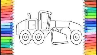 How to Draw a Road Roller for Kids 💜💖💚💛 Road Roller Drawing and Coloring Pages for Kid