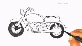 How to draw a Motor Bike easy || Simple Bike Drawing || Bike Drawing step by step