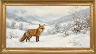 Winter Fox in Quiet Snow | 2 Hours No Music | TV Art Screensaver 4K